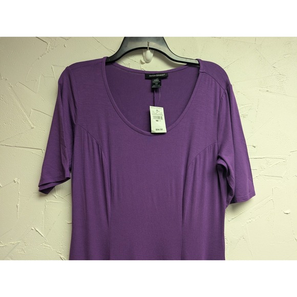 Ashley Stewart Dress Women's 12W Purple Maxi  Short Sleeve Asymmetric Hem NWT - Picture 2 of 5